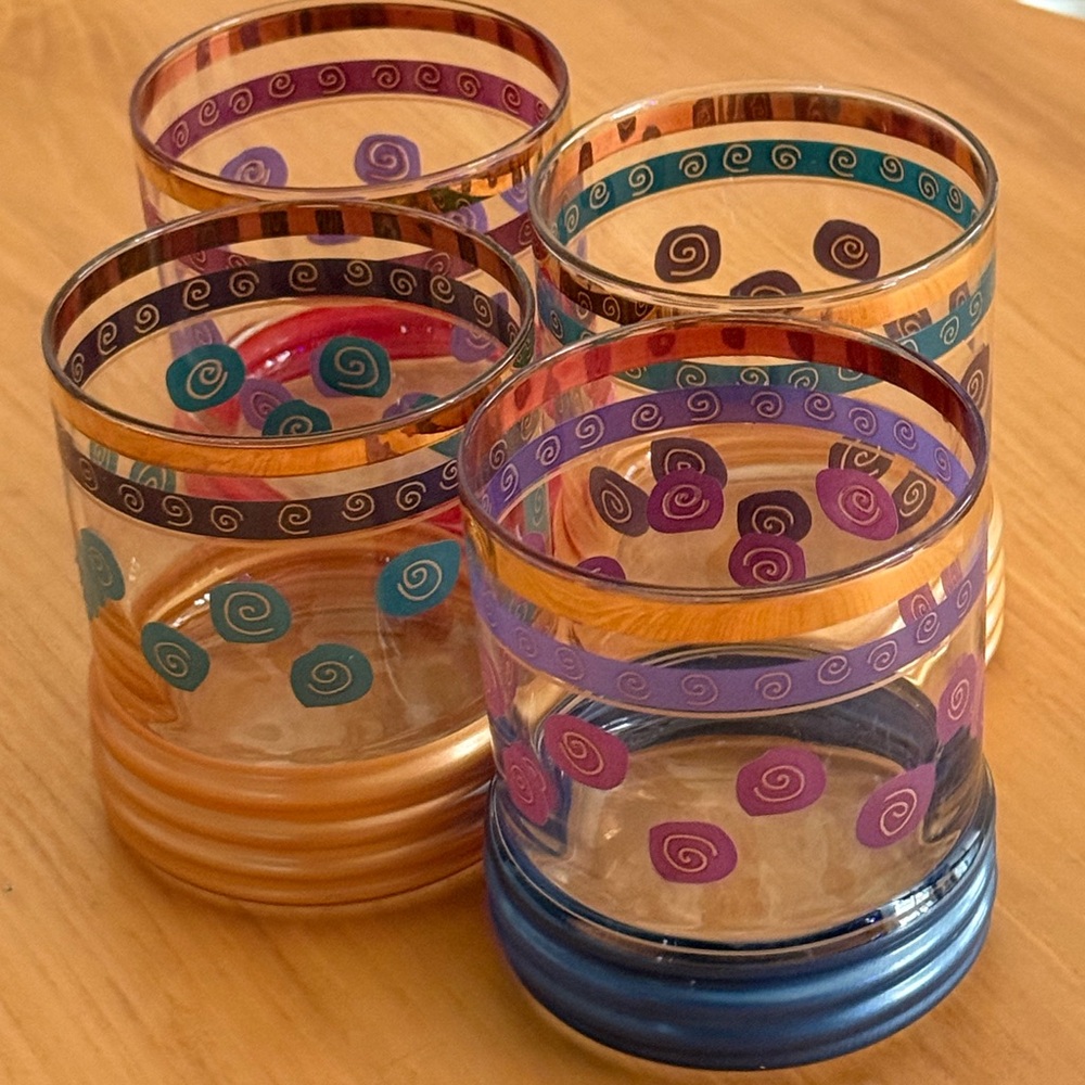 Set Of 4 Sakura Sango Vintage Cocktail Glasses Very MCM In Terrific Condition